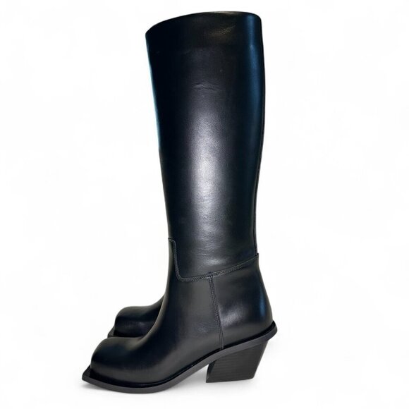 Gia Borghini Ginevra Blondine Texan Leather Knee High Black Boot EU 38 NIB - Picture 11 of 16